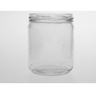 Bocal cylindrique 445 ml en verre blanc bague TO82, Twist off