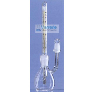 Pycnometre Gay-Lussac 50 cm/cube precision 0,001cm/cube  avec capillaire 10/19 avec thermometre 10 a