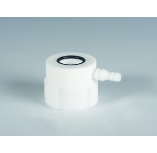 Adaptateur PTFE pour filtration sous vide avec pas de vis GL45 et embout cannele diametre 9-12 mm