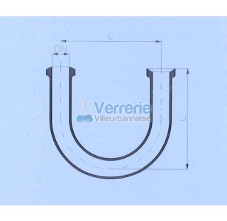 Tube en U avec raccord DN 80 KZA et DN 80 KZB entraxe 225 mm en verre