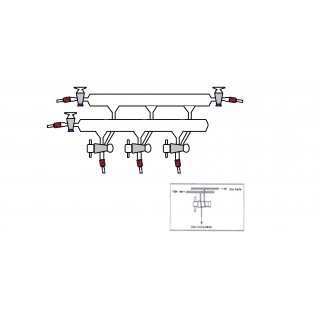 Rampe a vide double 3 voies robinet cle verre 2,5 mm olive en plastique