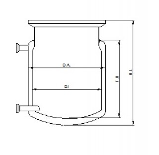 Reacteur verre thermostate fond rond avec entree et sortie d'eau DN15 volume : 15 litres rodage plan