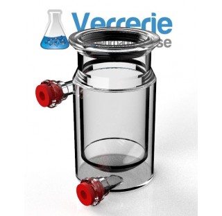 Reacteur verre thermostate double enveloppe 1500ml DN100 Schott sans gorge, fond plat externe et fon