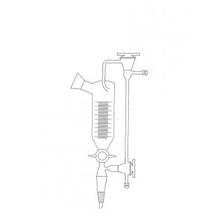 Separateur de distillation sous vide 30 ml rodage 29/32 et robinet voie 2,5 mm cle verre