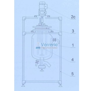 Systeme complet cuve thermostate verre 100 litres  avec vanne de fond DN 50 KZB  / olive diam 33mm ,