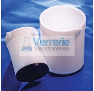 becher 100ml avec bec sans anse en PTFE diametre 56mm hauteur 74mm