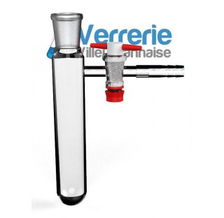 Tube schlenk 50 ml 19/26 robinet 2.5 mm clé PTFE diamètre 30 mm ep 2 mm longueur 100 mm