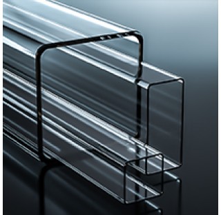 Tube carré 54.75 +/-0.75 x 32.40 mm +/-0.5 épaisseur 1.75 +/-0.15 longueur 1500mm en verre borosilic