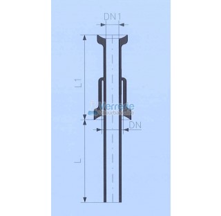 Tube d'alimentation DN 100 KZB et DN 50 KZB Longueur L : 100 mm , L1: 150mm verre industriel