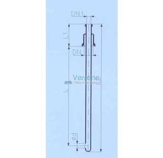 Tube d'alimentation DN 50 KZB et DN 25 KZB Longueur L : 550 mm , L1: 125mm L2 : 710mm diam sortie  2