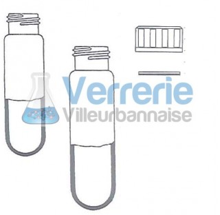 Tube a centrifuger verre Pyrex  diam x longueur 52x95mm  fond rond  avec pas de vis et bouchon bakel