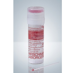 Micro tubes hematocrites capillaire diam. ext.1,5 - 1,6 mm 100UL jetable code couleur rouge DIN EN I