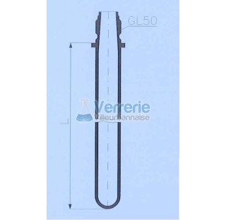 Tube de turbulence avec pas de vis GL50  pour cuve verre thermostate 50 litres longueur 650mm