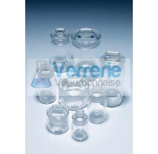 Vase de pesee diametre 50 mm hauteur 80 mm capacite 100 ml Recipient en verre avec couvercle rode et