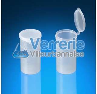 Vial en polypropylene 124 ml pour process Norme CE Num. 1935/2004 blanc One-Piece Flip-Top Vial - sp