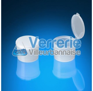 Vial en polypropylene 144 ml pour process Norme CE Num. 1935/2004 blanc One-Piece Flip-Top Vial - sp