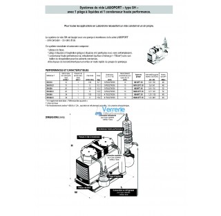 Systeme de vide modulaires LABOPORT type SH  Debit a pression atmospherique : 10 L / min , pression 