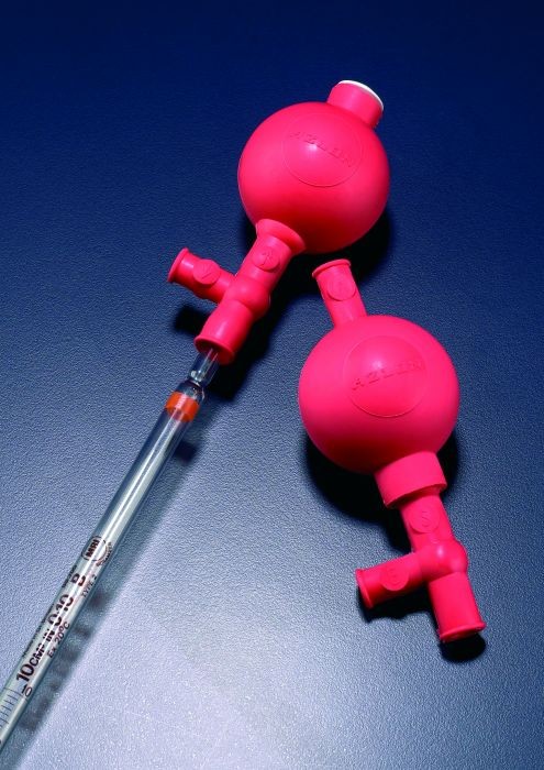 Poire D'Aspiration En Caoutchouc De Laboratoire 3 Soupapes - Rouge - Pipette Quantitative