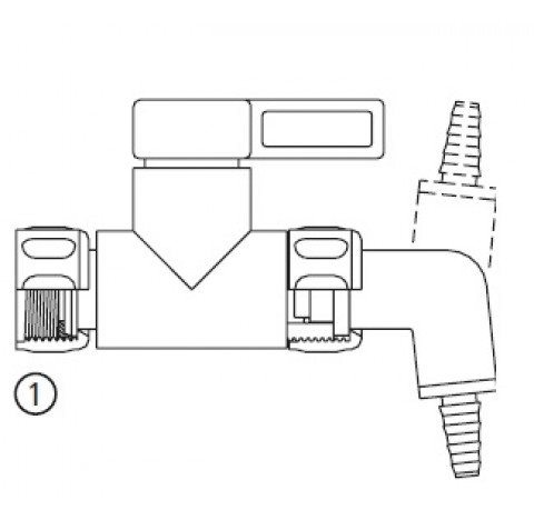StopCock angled, cap nut 3/4- spout with nozzle