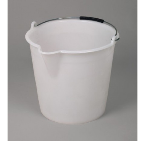 Industrial bucket, LDPE white, w/metal handle, 17l