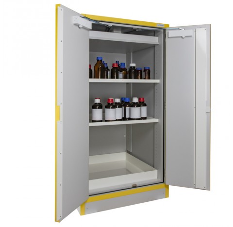 Armoire 228 litres equipee a 2 portes ,2 Etageres et un bac de retention en acier, armoire de securi