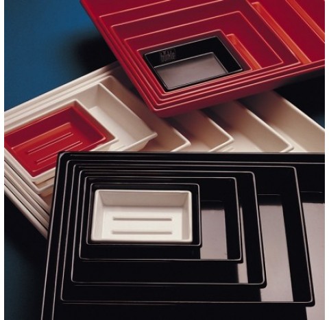 Photographic tray, deep, w/ ribs, red, 42x51 cm