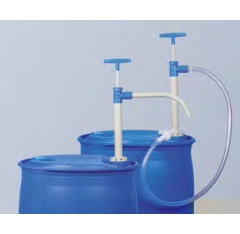 PP barrel pump w/discharge hose/stopcock, 150 cm