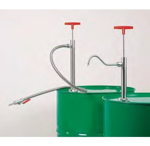 Stainless steel barrel pump w/d. hose/stopc.,91cm