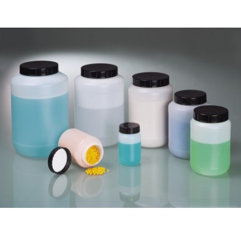 Wide-necked box round, HDPE, 100ml,  48 mm, w/cap
