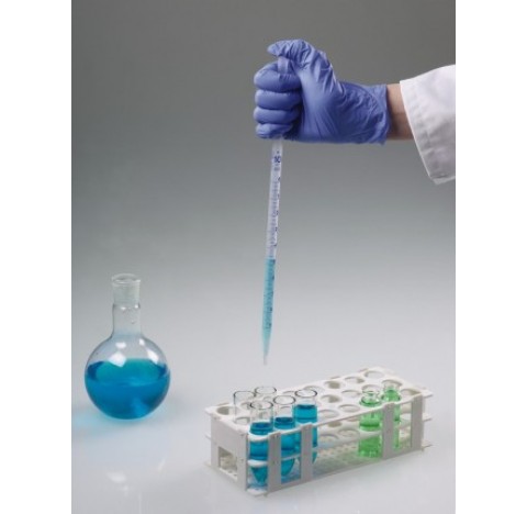 Single mark pipette, PP transp., 10 ml, blue grad.