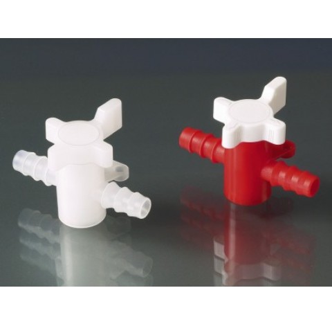 Two-way valve, PP/PE,  5-7 mm, NW 4 mm, red/white