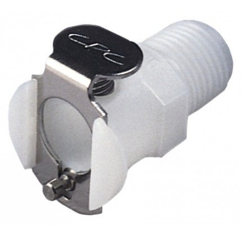 CPC coupling, PP, female, w/ valve, 1/8 NPT
