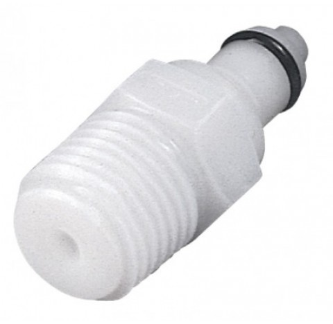 CPC coupling, POM, male, w/ valve, 1/8 BSP
