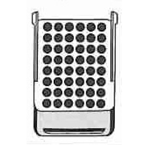 Portoir pour 48 x 5 ml (12 x 75 mm) diametre orifices 12,5 mm longueur 36 mm Hettich