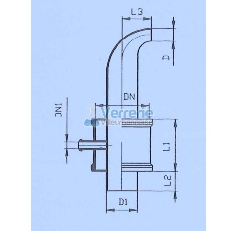 Adaptateur de circulation pour evaporateur DN 200 PZ ,DN(1) 25 KZA ,Diam (D) : 50 mm , (D1) 118mm lo