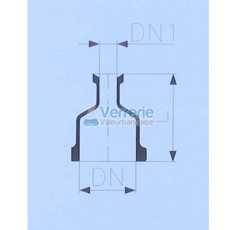 Adaptateur DN 150 PZ et DN 100 KZB Longueur: 500 mm en verre industriel