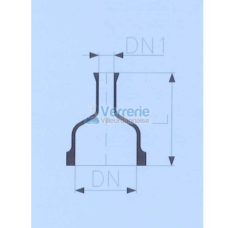 Adaptateur DN 100 PZ et DN 25 RK Longueur: 150 mm en verre industriel