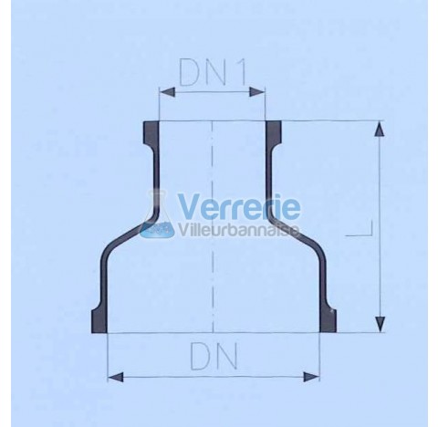 Adaptateur DN 150 PZ et DN 25 RK Longueur: 200 mm en verre industriel