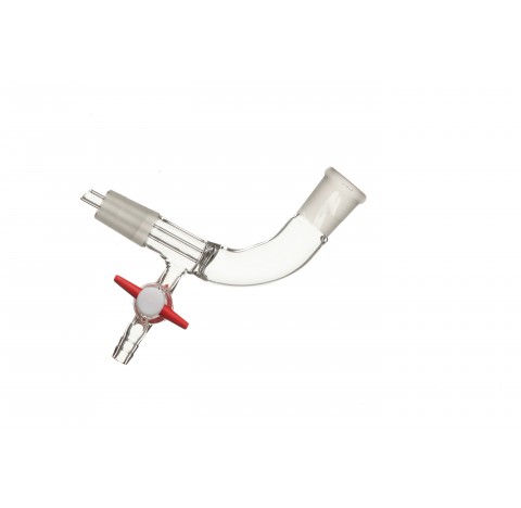 Glass adapter , receiver , vacuum bend rodaviss socket 29/32 with stopcock , glass key