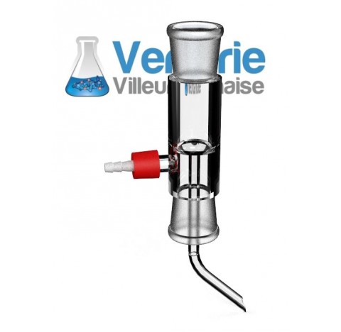 Allonge droite, 2 rodages femelle 19/26 pour pis de vache d'apres Bredt avec filetage GL14 et olive 