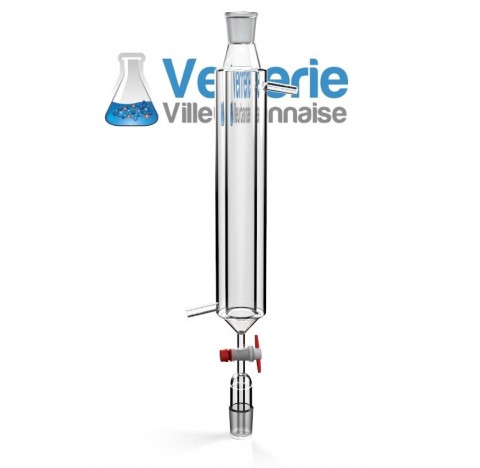 Ampoule double enveloppe 29/32 250ml, robinet clé PTFE 4 mm avec bouchon en verre, utilisé dans les 