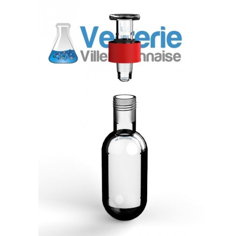 Ampoule a sceller haute pression 100ml diam 50 ep 5 fond rond avec rodage a vis bouchon en verre cap