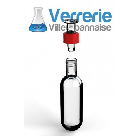 Ampoule a sceller capacité environ 150 ml haute pression diam 50 ep 5 fond rond avec rodage a vis bo