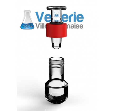 Ampoule a sceller haute pression 25ml diam 40 ep 5 fond rond avec rodage a vis bouchon en verre caps