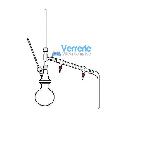 Glass apparatus for distillation essential oils 500ml compound:a boiling flask 500 ml with flange I.