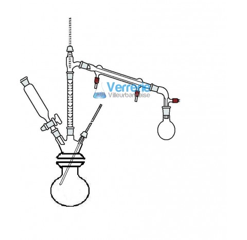 Glass apparatus for distillation essential oils 2000ml compound:a boiling flask 2000 ml with flange 