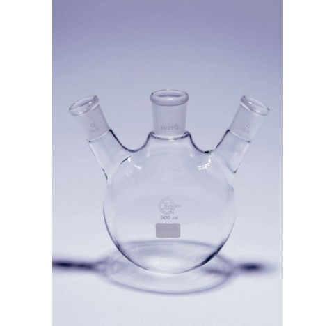 Ballon 1 litres tricol rodages 34/35 Rodaviss fond plat ,rodages lateraux inclines