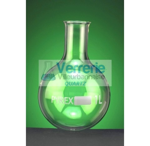 Ballon quartz sans rodage fond rond capacite 25ml col etroit Diam max :40 mm Haut :95 mm Norme DIN 1