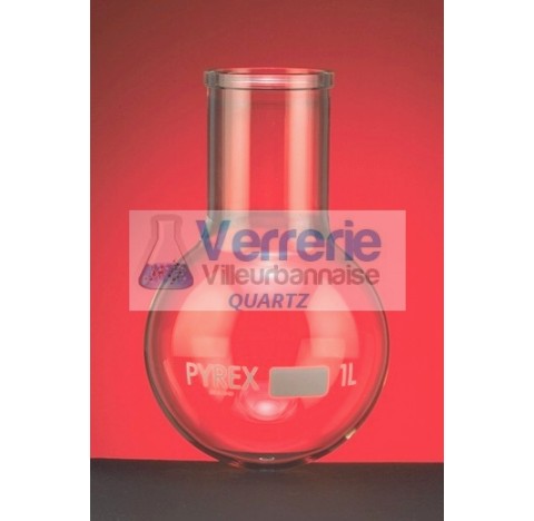 Ballon quartz sans rodage fond rond capacite 50ml col large Diam max :51 mm Haut :105 mm Norme DIN 1