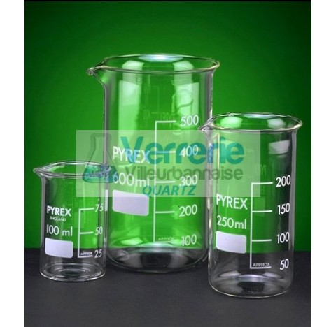 Becher quartz forme haute avec bec capacite : 50ml  haute temperature verre silice incineration dess